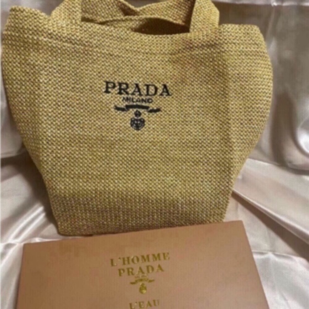 Prada beauty straw tote